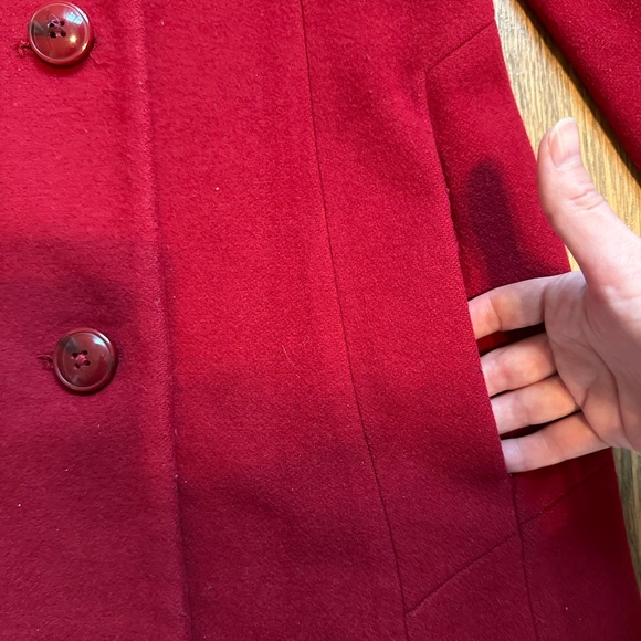 Anne Klein Red Wool Blend Car Coat - Picture 3 of 7